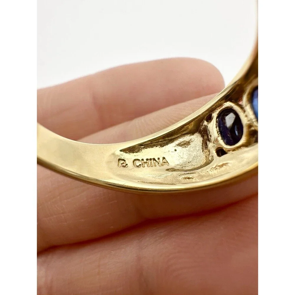 Ross Simons Sterling Silver 14k Gold Vermeil Blue Topaz Ring Size 9